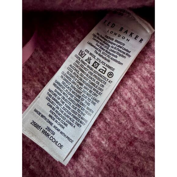 Ted Baker Cchloe Wool Blend Turtleneck Sweater Pink "Shrunk" Size 4 Women Small - Picture 6 of 8